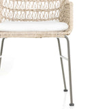 Bandera Outdoor Woven Dining Chair w/ Cushion, Vintage White, Set of 2-Furniture - Chairs-High Fashion Home