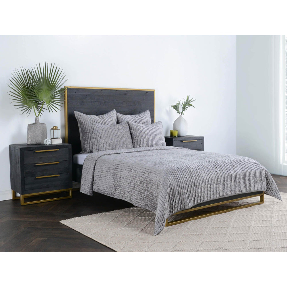Bari Velvet Quilt, Gray - Accessories - High Fashion Home