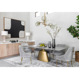 Beatrix Pleated Chair, Light Grey/Brushed Gold Legs
