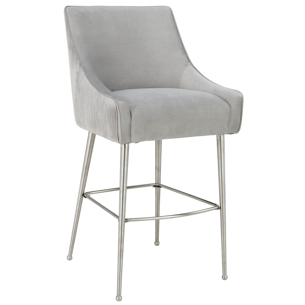Beatrix Pleated Counter Stool, Light Grey - Furniture - Dining - High Fashion Home