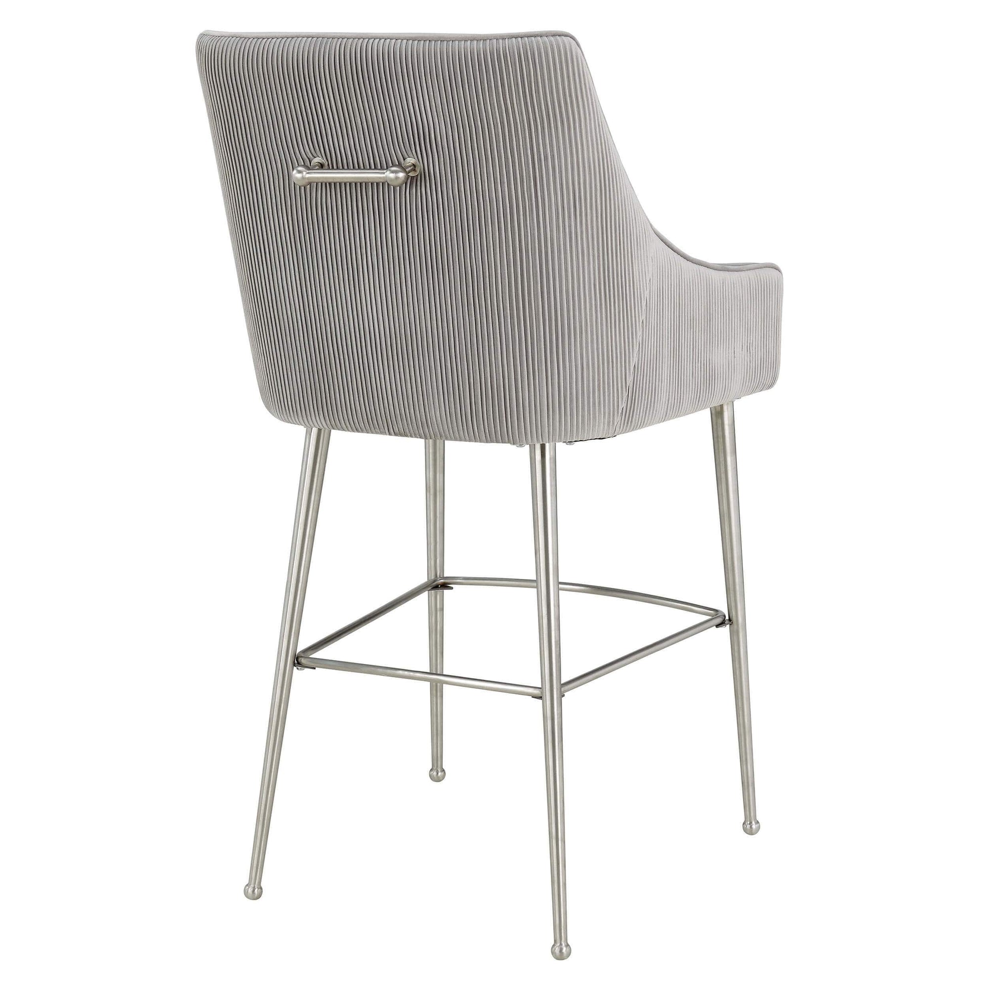 Beatrix Pleated Counter Stool Light Grey High Fashion Home