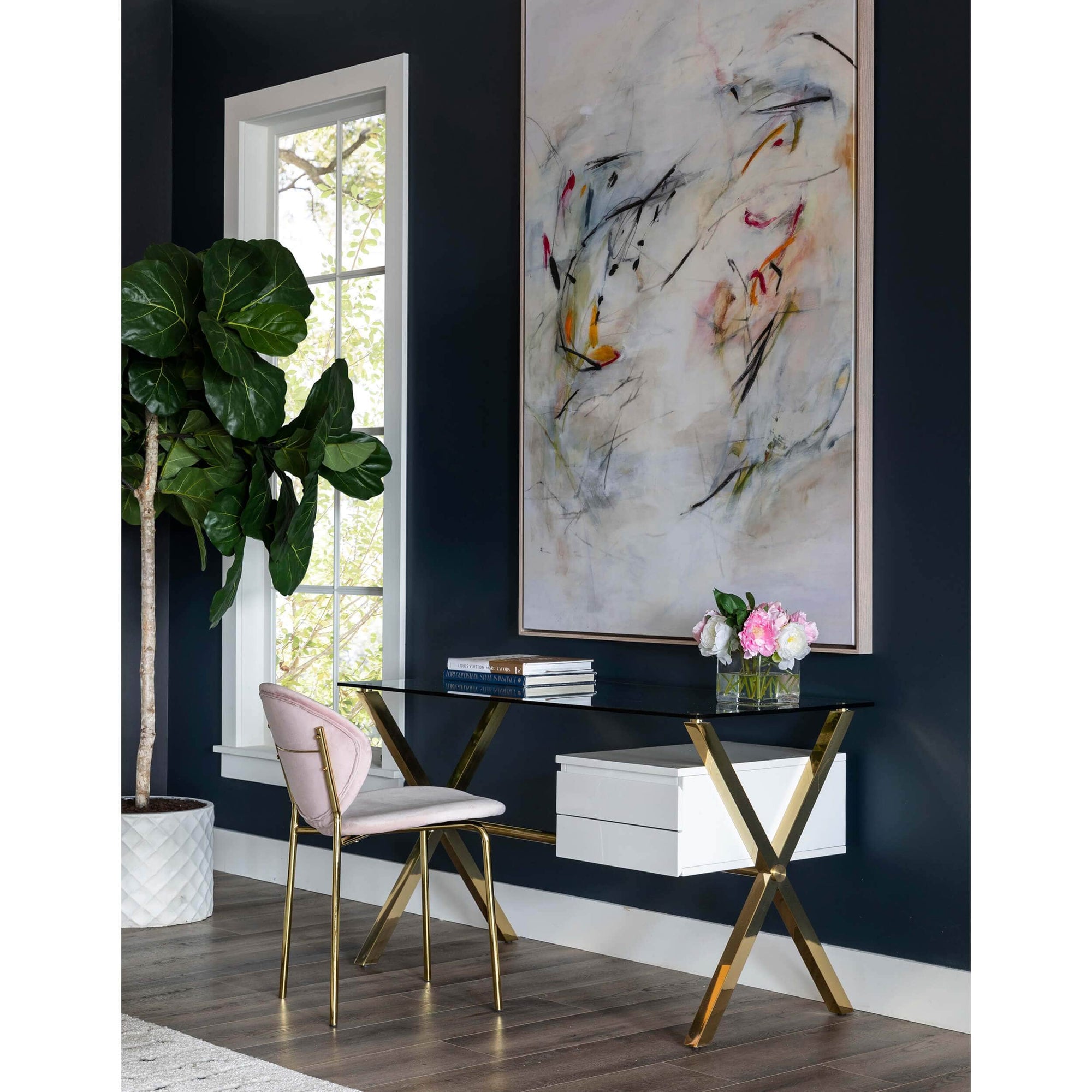 White and gold work desk deals