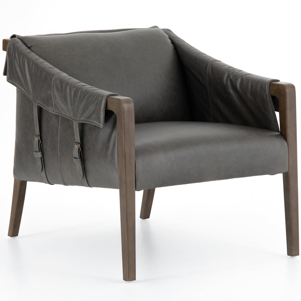 Bauer Leather Chair, Chaps Ebony by Four Hands