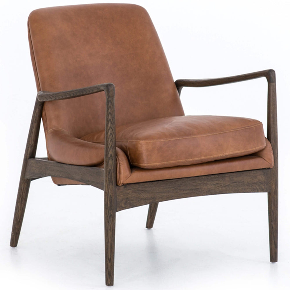 Braden Leather Chair, Brandy-Furniture - Chairs-High Fashion Home