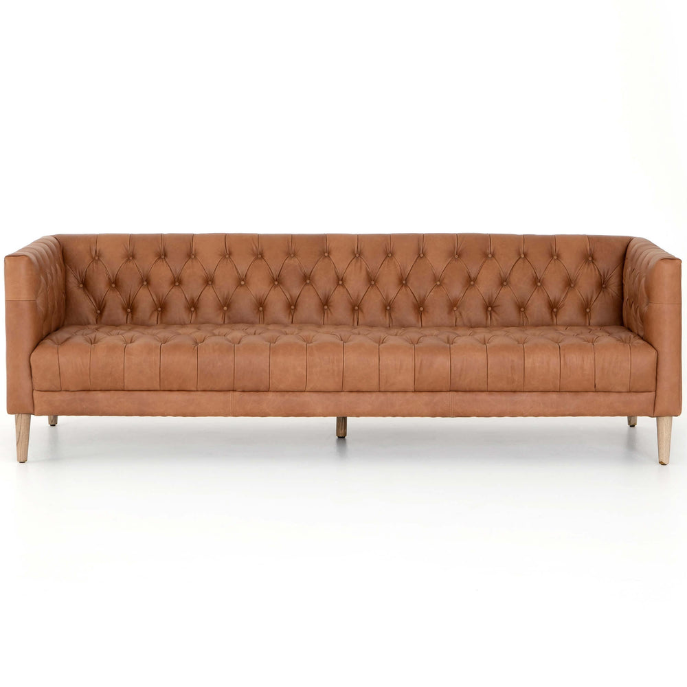 William 90" Leather Sofa, Natural Washed Camel-Furniture - Sofas-High Fashion Home