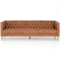 William 90" Leather Sofa, Natural Washed Camel-Furniture - Sofas-High Fashion Home