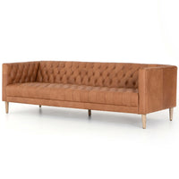 William 90" Leather Sofa, Natural Washed Camel-Furniture - Sofas-High Fashion Home