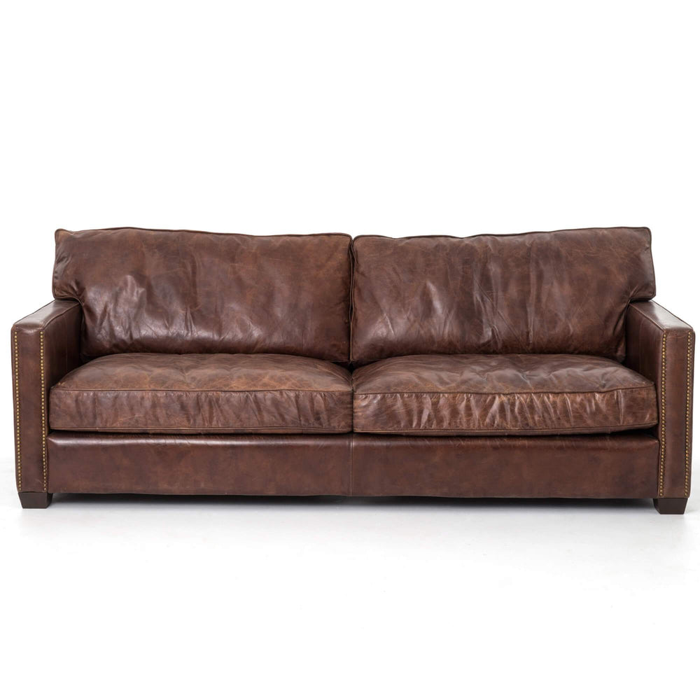Larkin 88" Leather Sofa, Cigar by Four Hands