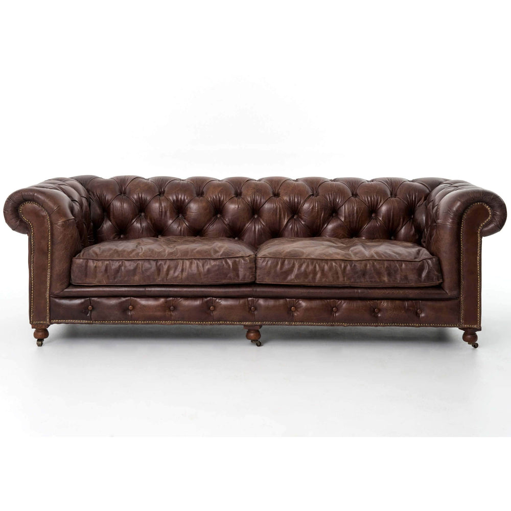 Conrad 96" Leather Sofa, Vintage Cigar