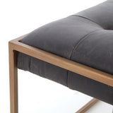Oxford Small Leather Coffee Table, Ebony-Furniture - Accent Tables-High Fashion Home
