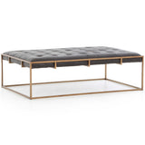 Oxford Small Leather Coffee Table, Ebony-Furniture - Accent Tables-High Fashion Home