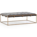 Oxford Small Leather Coffee Table, Ebony-Furniture - Accent Tables-High Fashion Home