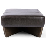 Chaz Large Leather Ottoman, Sonoma Black by Four Hands