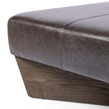 Chaz Large Leather Ottoman, Sonoma Black by Four Hands