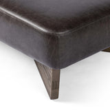 Chaz Large Leather Ottoman, Sonoma Black by Four Hands