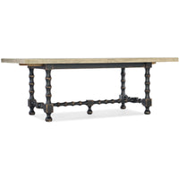 Ciao Bella 84" Trestle Dining Table, Flaky White/Black Base - Modern Furniture - Dining Table - High Fashion Home