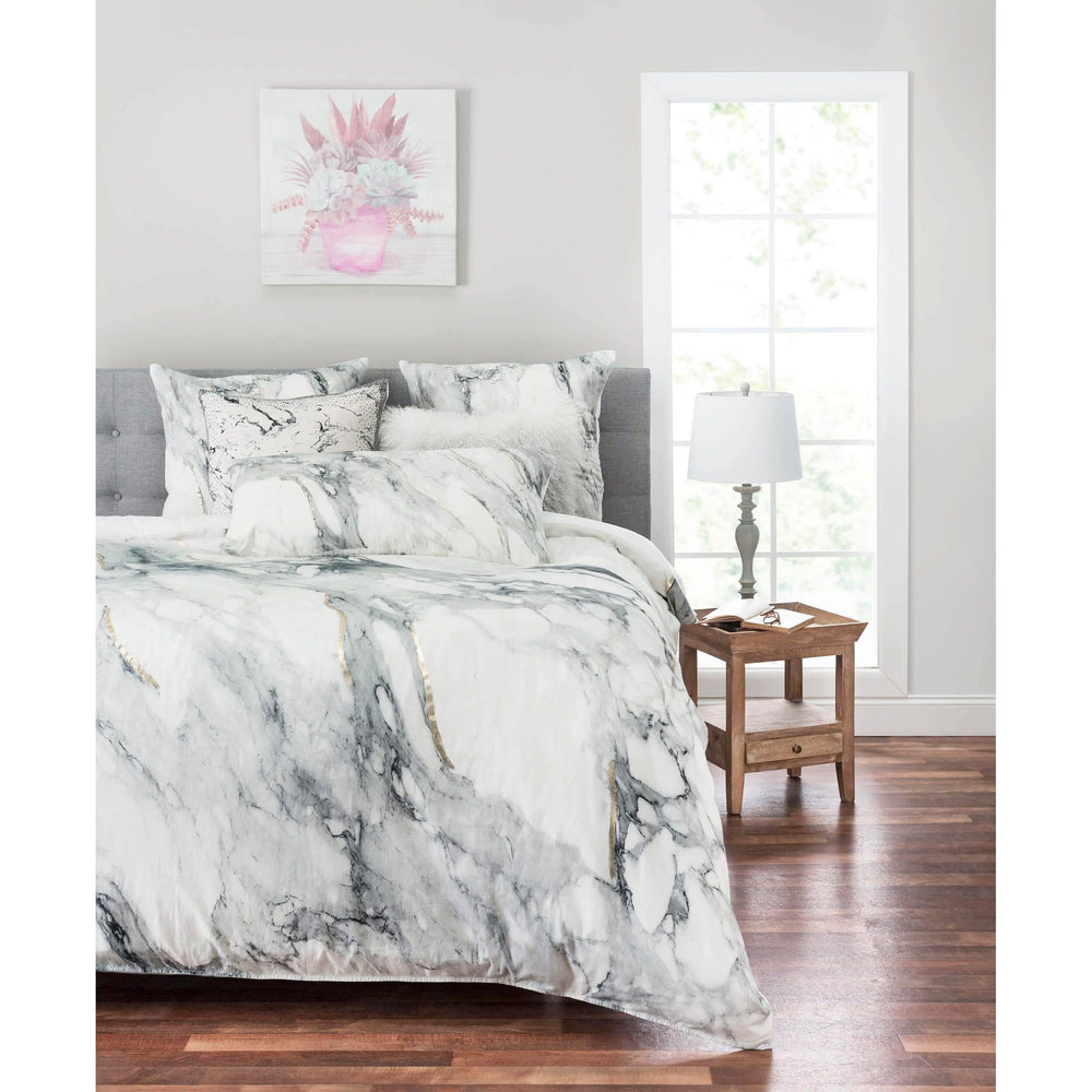 Cloud 9 Marble Duvet, Ivory/Gray/Gold Foil - Accessories - High Fashion Home