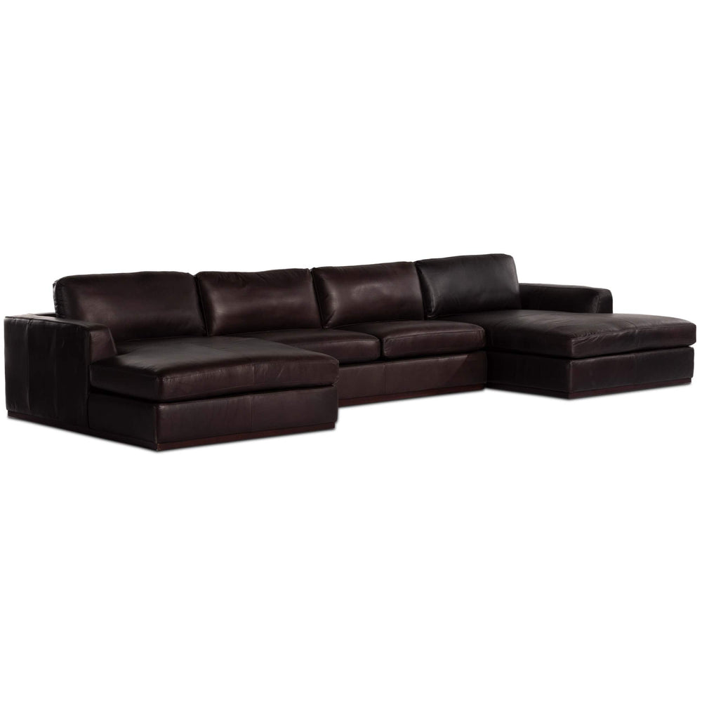 Colt 3 Piece Leather U Sectional, Heirloom Cigar by Four Hands