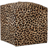 Cowhide Pouf, Leopard on Beige - Furniture - Chairs - High Fashion Home