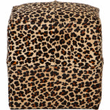 Cowhide Pouf, Leopard on Beige - Furniture - Chairs - High Fashion Home