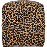 Cowhide Pouf, Leopard on Beige - Furniture - Chairs - High Fashion Home
