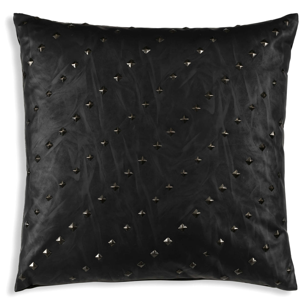 Denver Leather Studded Pillow, Black