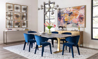 Toulouse Dining Table, Grey/Brushed Gold Base-Furniture - Dining-High Fashion Home