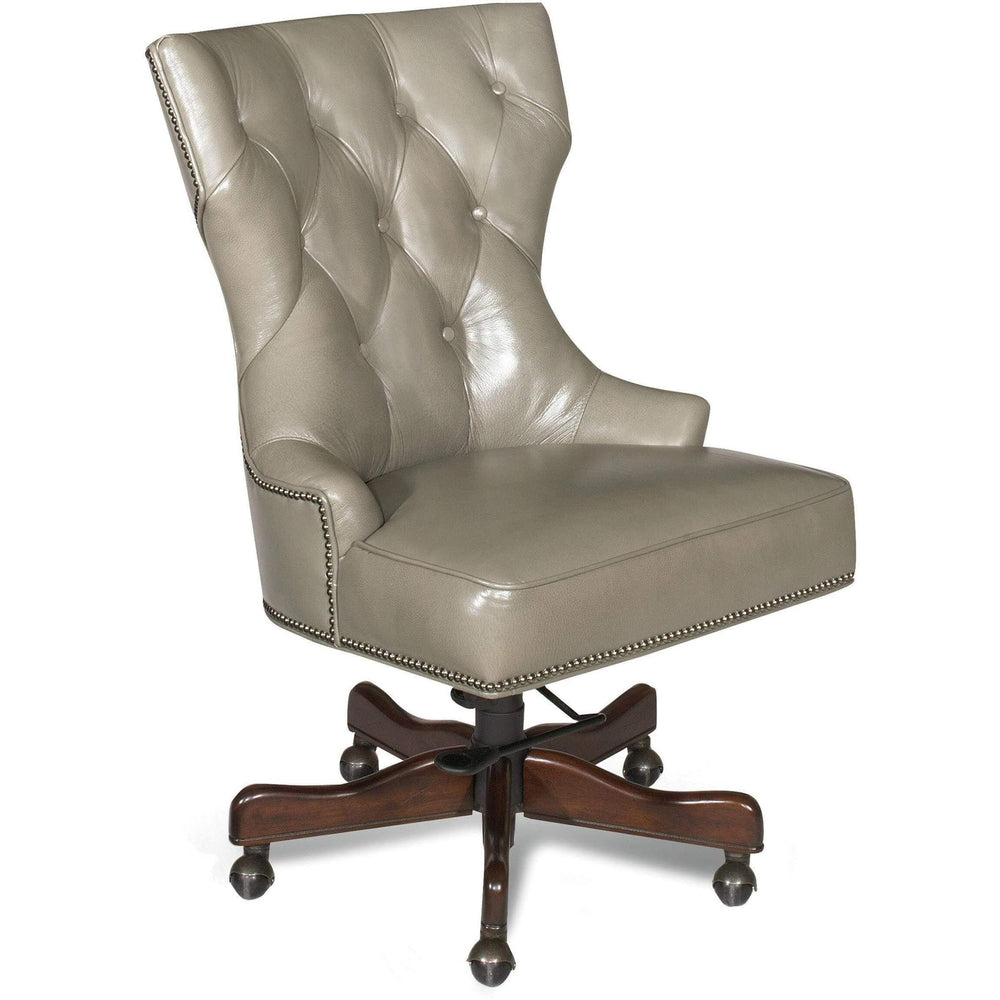 Executive Tufted Leather Chair, Grey