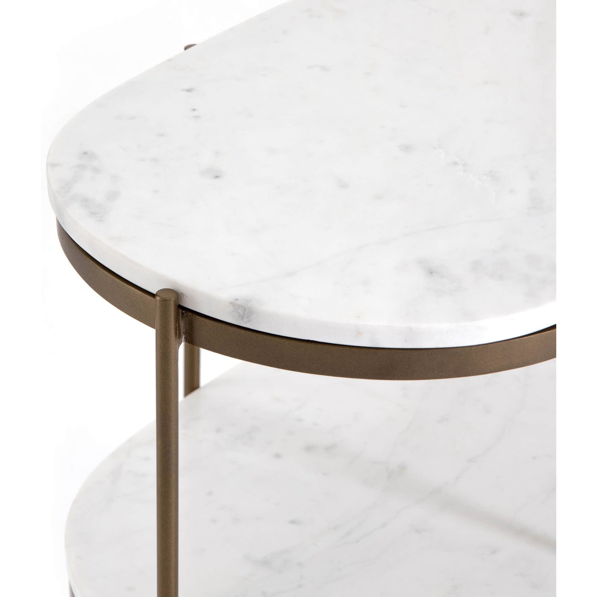 Felix Oval Nightstand, White Marble/Antique Brass High Fashion Home