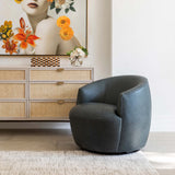 Fiora Leather Swivel Chair, Liverpool River