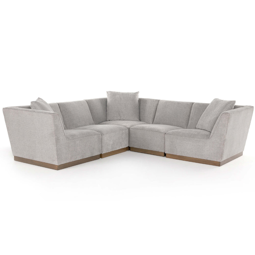 Gentry 5 Piece Sectional, Merit Platinum-Furniture - Sofas-High Fashion Home