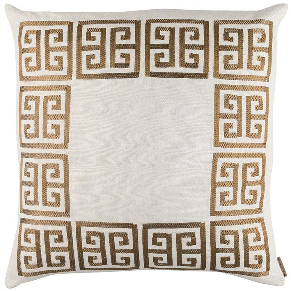 Guy Euro Border PIllow, Ivory/Gold - Accessories - High Fashion Home
