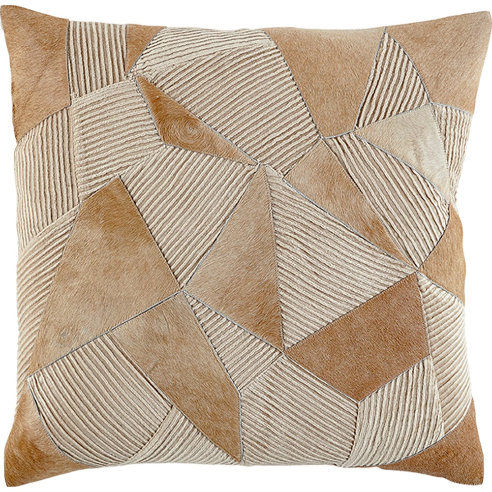 Geometric Hide on Sand Velvet Pillow-Accessories-High Fashion Home