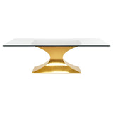 Praetorian Dining Table, Glass/Brushed Gold Base