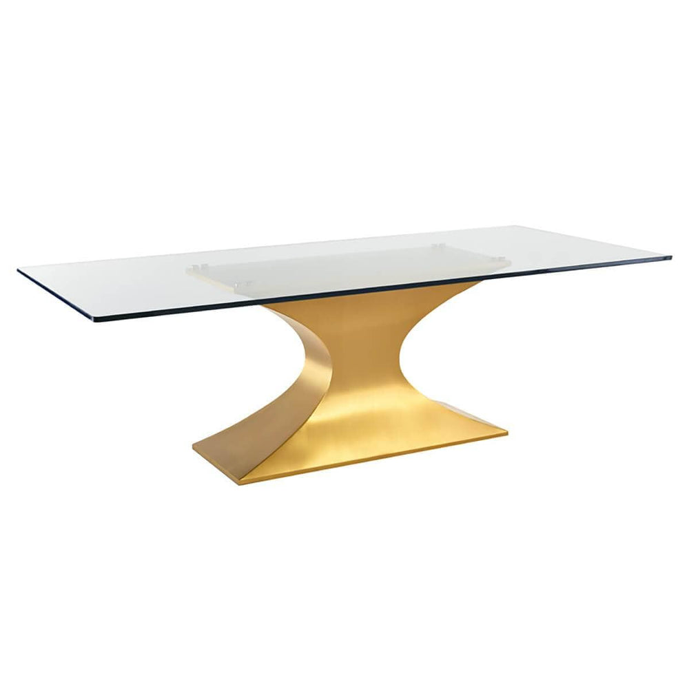 Praetorian Dining Table, Glass/Brushed Gold Base