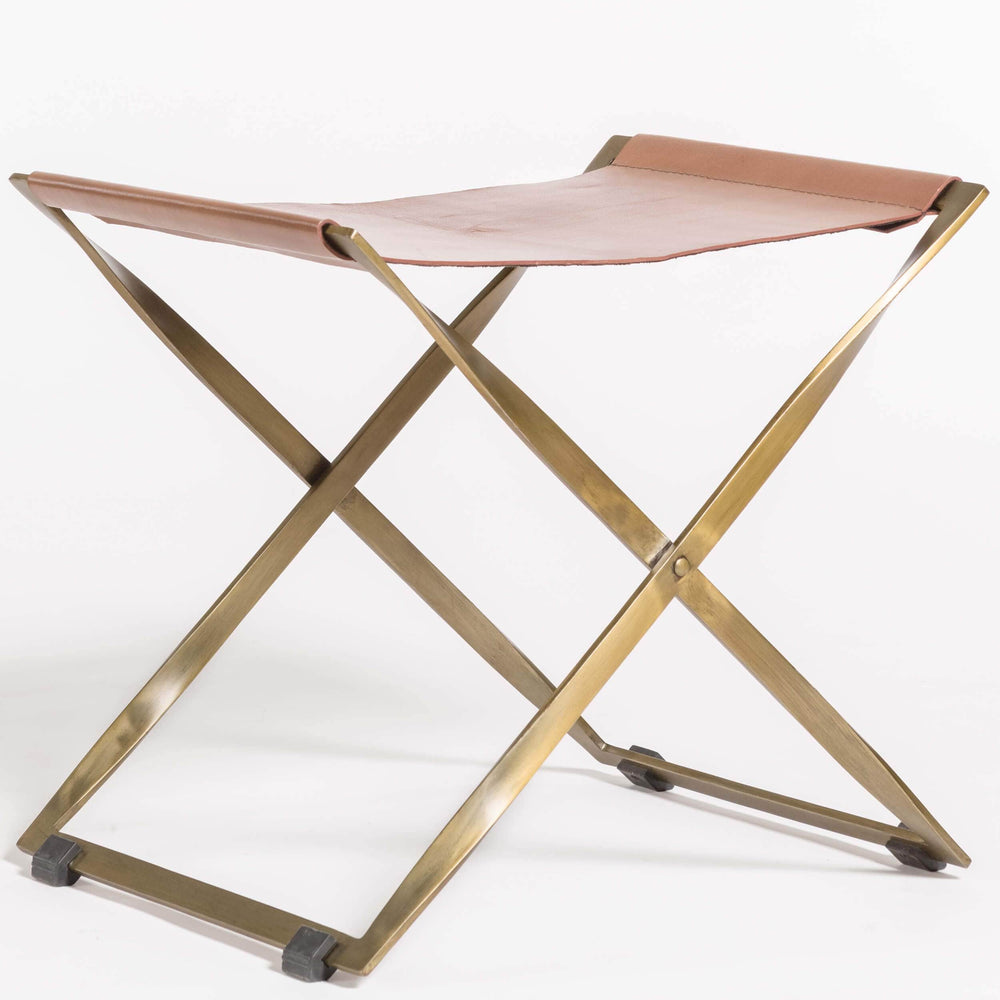 Harper Scissor Ottoman, Tanned Umber-Furniture - Chairs-High Fashion Home