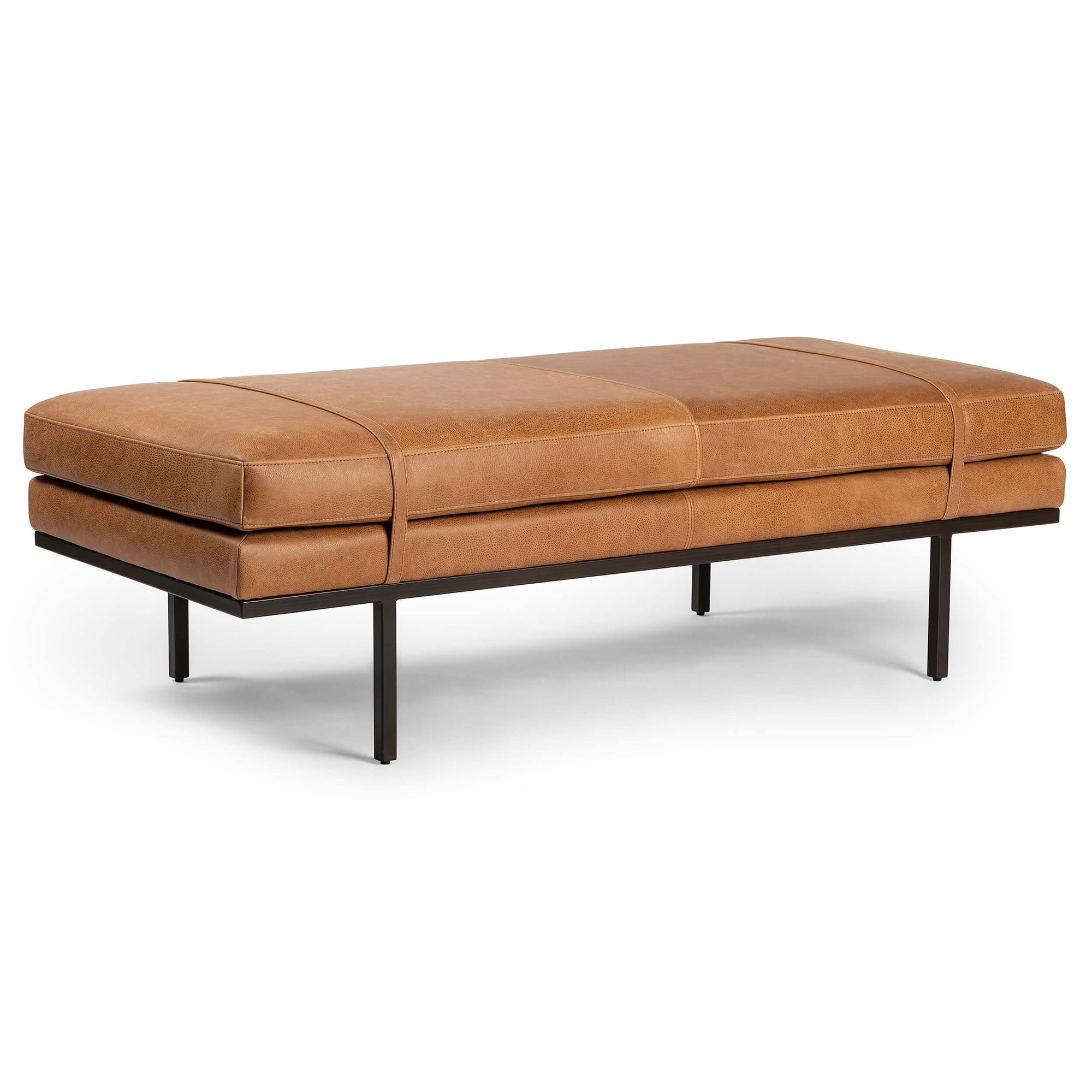 Cognac on sale leather bench
