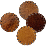 Hair-on-Hide Laced Coaster, Brown, Set of 4 - Accessories - High Fashion Home