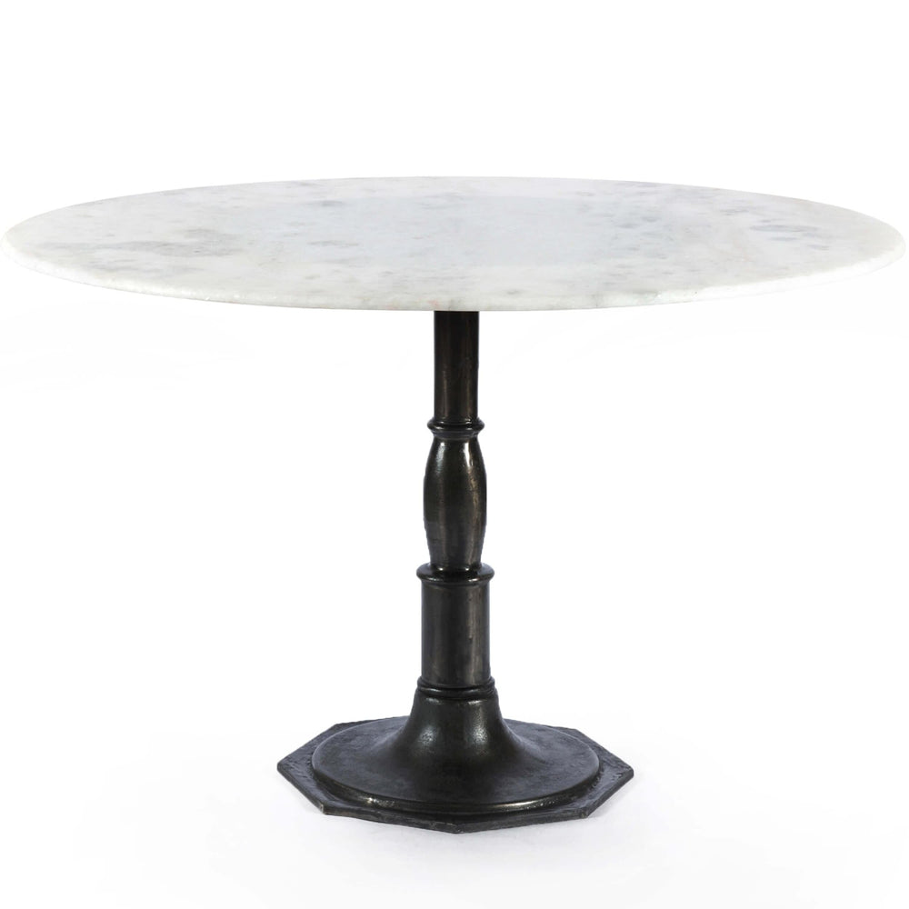 Lucy 48" Round Dining Table, White Marble/Carbon Wash Base by Four Hands