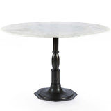 Lucy 48" Round Dining Table, White Marble/Carbon Wash Base by Four Hands