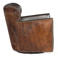 Kato Leather Swivel Chair, Dark Brindle-Furniture - Chairs-High Fashion Home