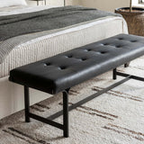 Lindy Leather Bench, Rialto Ebony by Four Hands