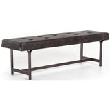 Lindy Leather Bench, Rialto Ebony - Furniture - Chairs - High Fashion Home
