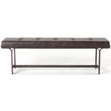 Lindy Leather Bench, Rialto Ebony - Furniture - Chairs - High Fashion Home