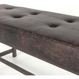 Lindy Leather Bench, Rialto Ebony - Furniture - Chairs - High Fashion Home