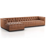 Maxx 2 Piece 129" LAF Leather Sectional, Heirloom Sienna