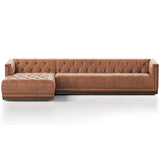 Maxx 2 Piece 129" LAF Leather Sectional, Heirloom Sienna