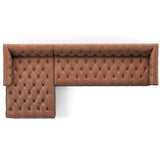 Maxx 2 Piece 129" LAF Leather Sectional, Heirloom Sienna
