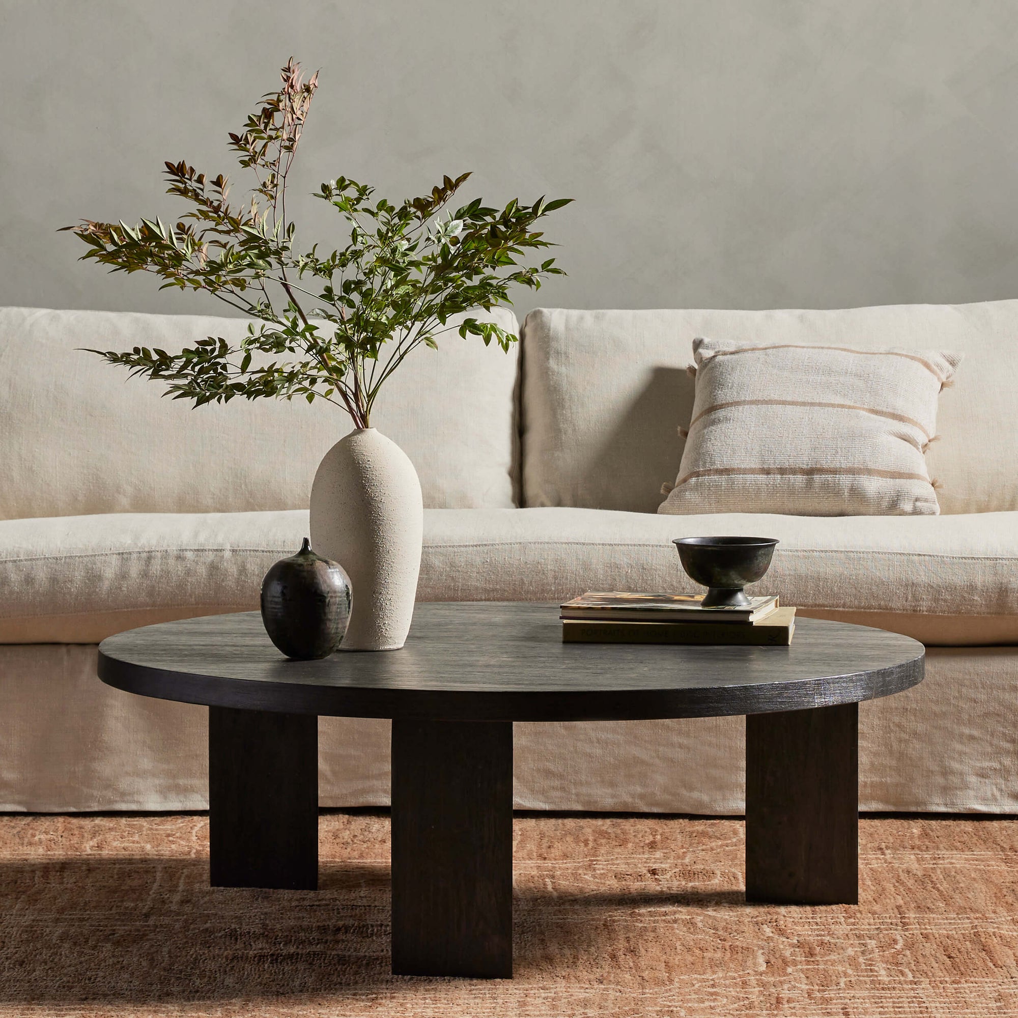Mesa Large Round Coffee Table Ebony By Four Hands High Fashion Home Mesa large round coffee table ebony by four hands high fashion home
