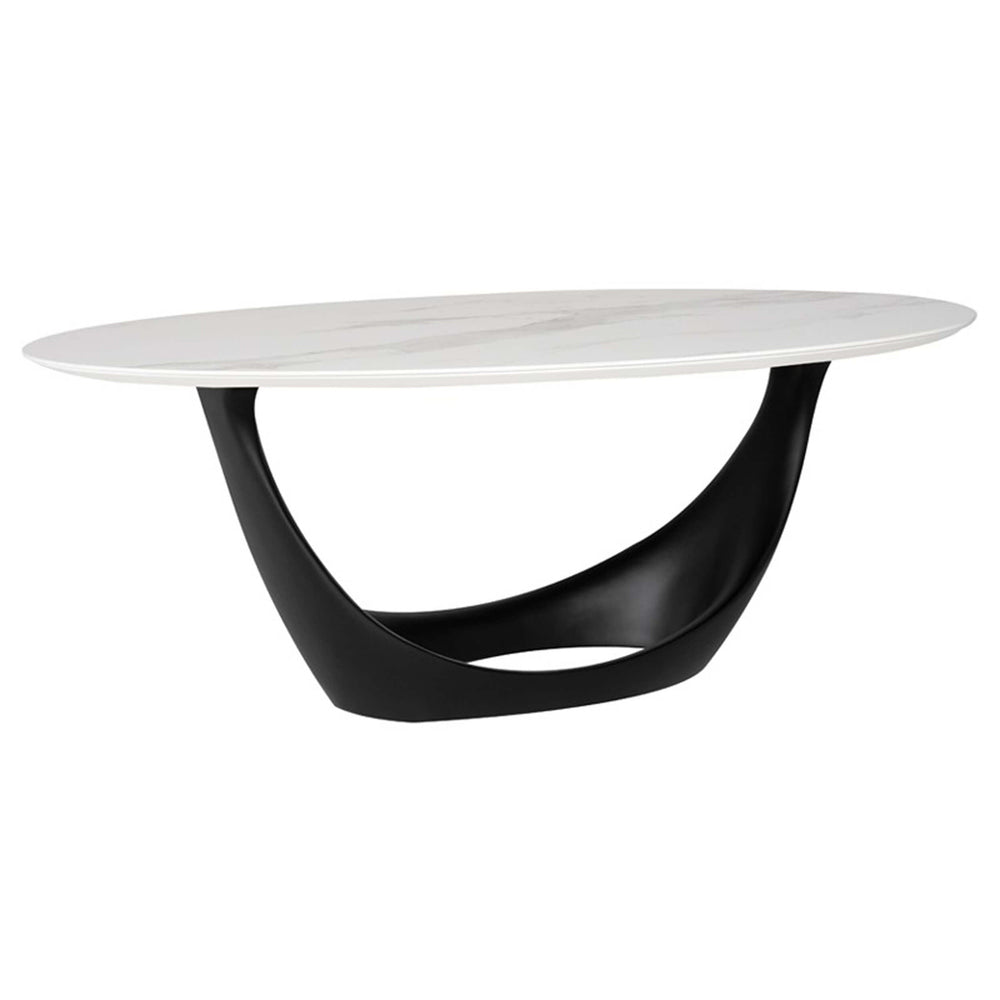 Montana Dining Table, White Ceramic/Black Base